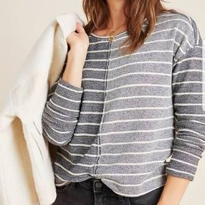 Anthropologie Grey Striped Texture Long Sleeve Tee